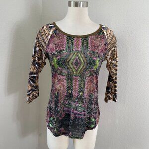 Custo Barcelona Womens 3 US Medium 3/4 Sleeve Top Lightweight Shirt